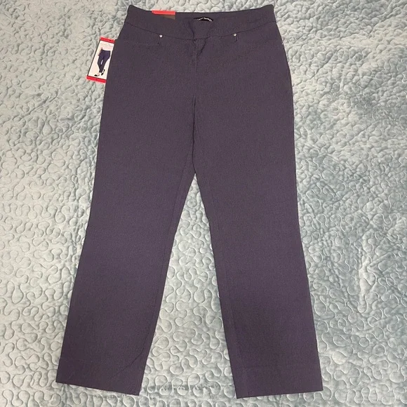 NWT Hilary Radley Pants Sz M Slim Leg Pull-On Stretch Indigo Blue Tummy Control - Picture 1 of 9